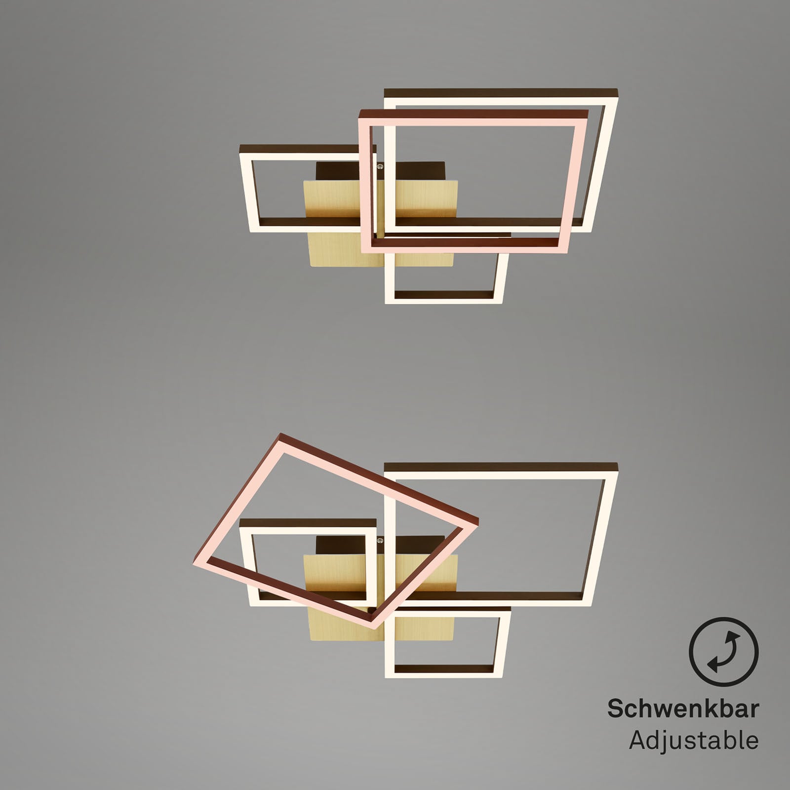 LED taklampe Frame dimbar 4-lys gull 75x47 cm nærbilde av dimmer