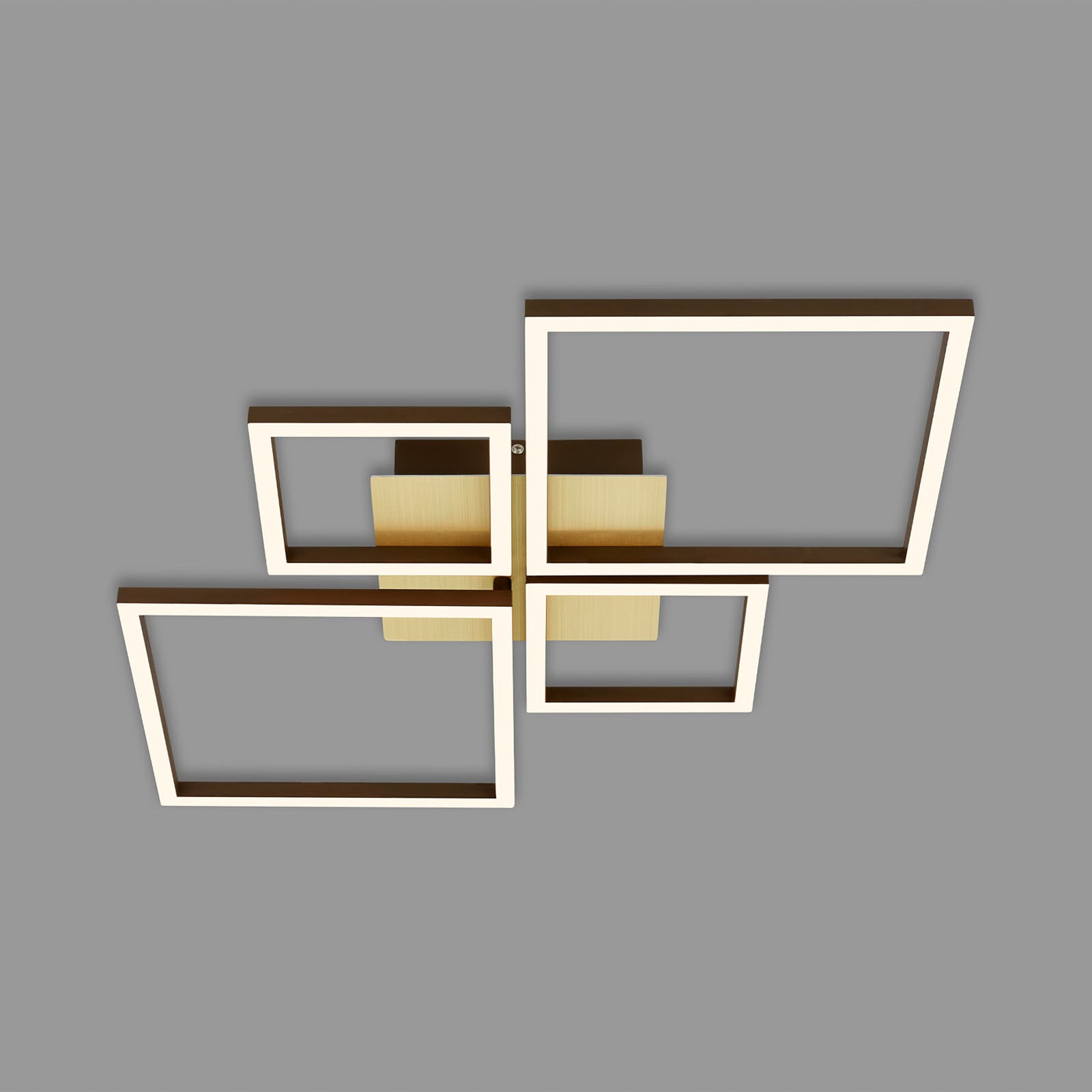 LED taklampe Frame dimbar 4-lys gull 75x47 cm detalj av materialer
