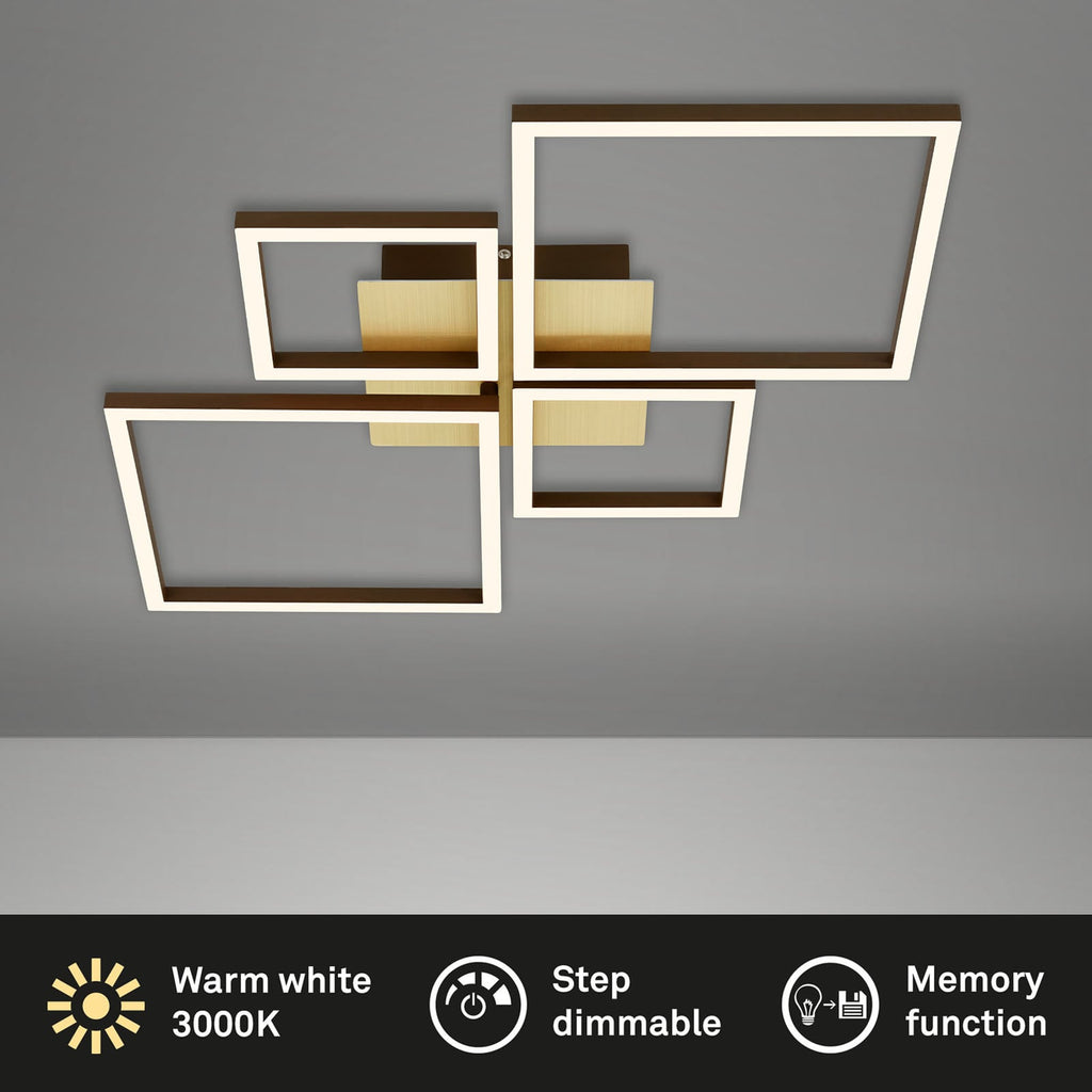 LED taklampe Frame dimbar 4-lys gull 75x47 cm dimmefunksjon