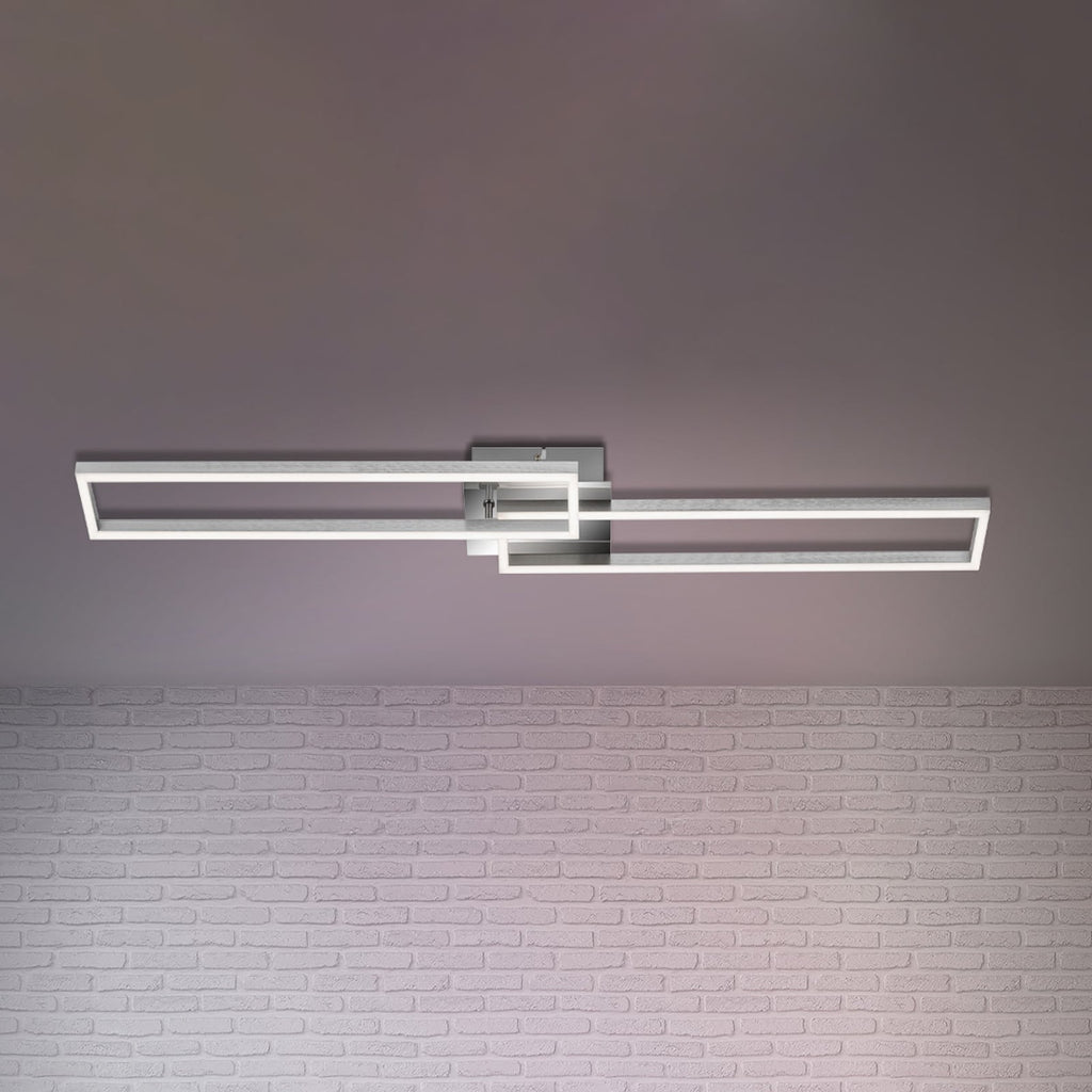 LED taklampe Frame med fjernkontroll krom 110 cm 40W CCT forfra