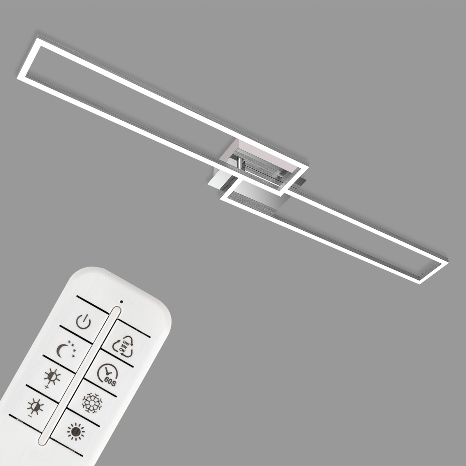 LED taklampe Frame med fjernkontroll krom 110 cm 40W CCT montert i tak