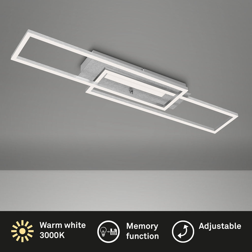 Detalj av LED taklampe Frame Mid børstet aluminium Briloner