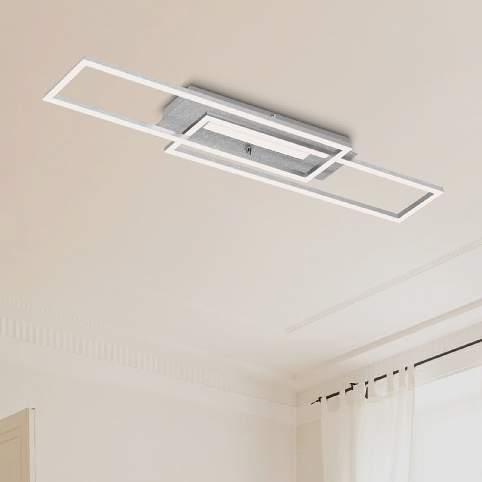 Montert LED taklampe Frame Mid børstet aluminium Briloner i rom