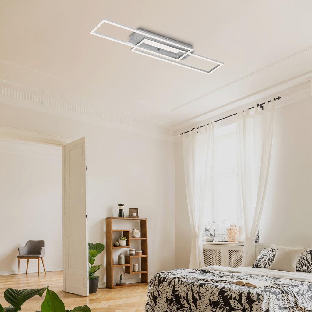 Nærbilde av børstet aluminium på LED taklampe Frame Mid Briloner