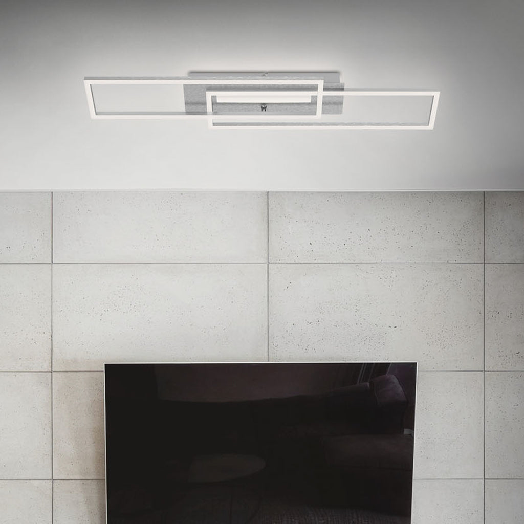 LED taklampe Frame Mid børstet aluminium Briloner lysdetalj