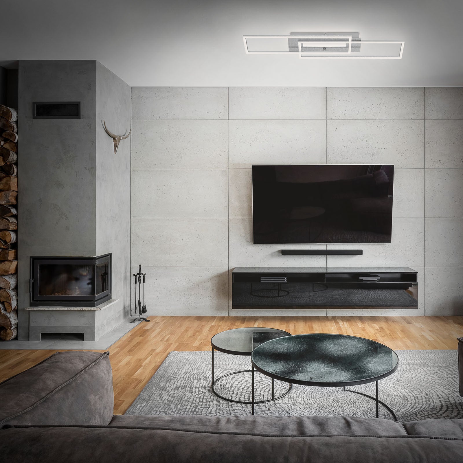 Oversikt av LED taklampe Frame Mid børstet aluminium Briloner