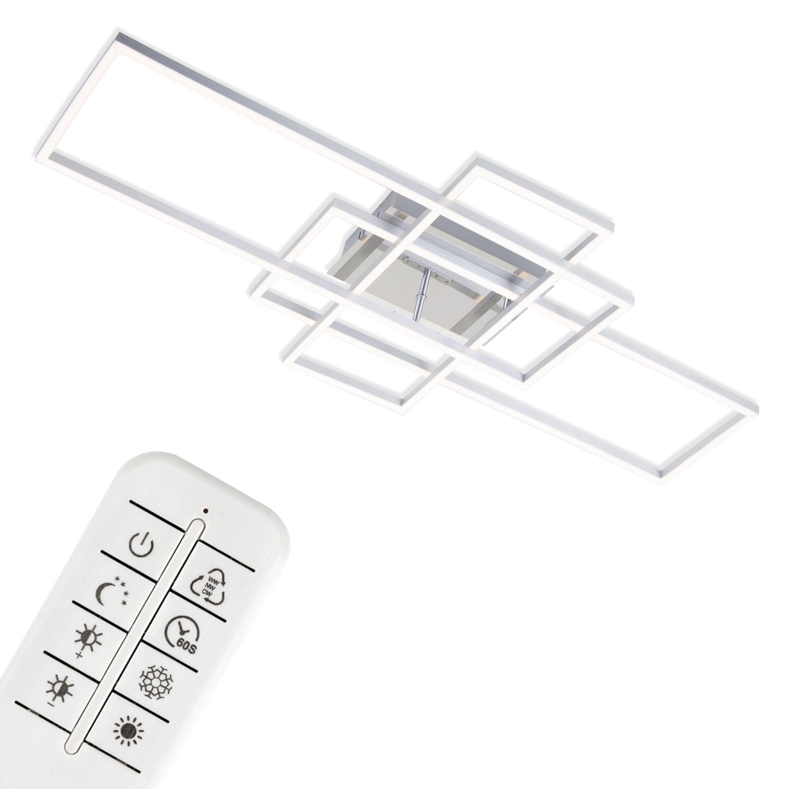 LED taklampe Frame rektangulær 3-lys CCT 104 cm aluminium finish