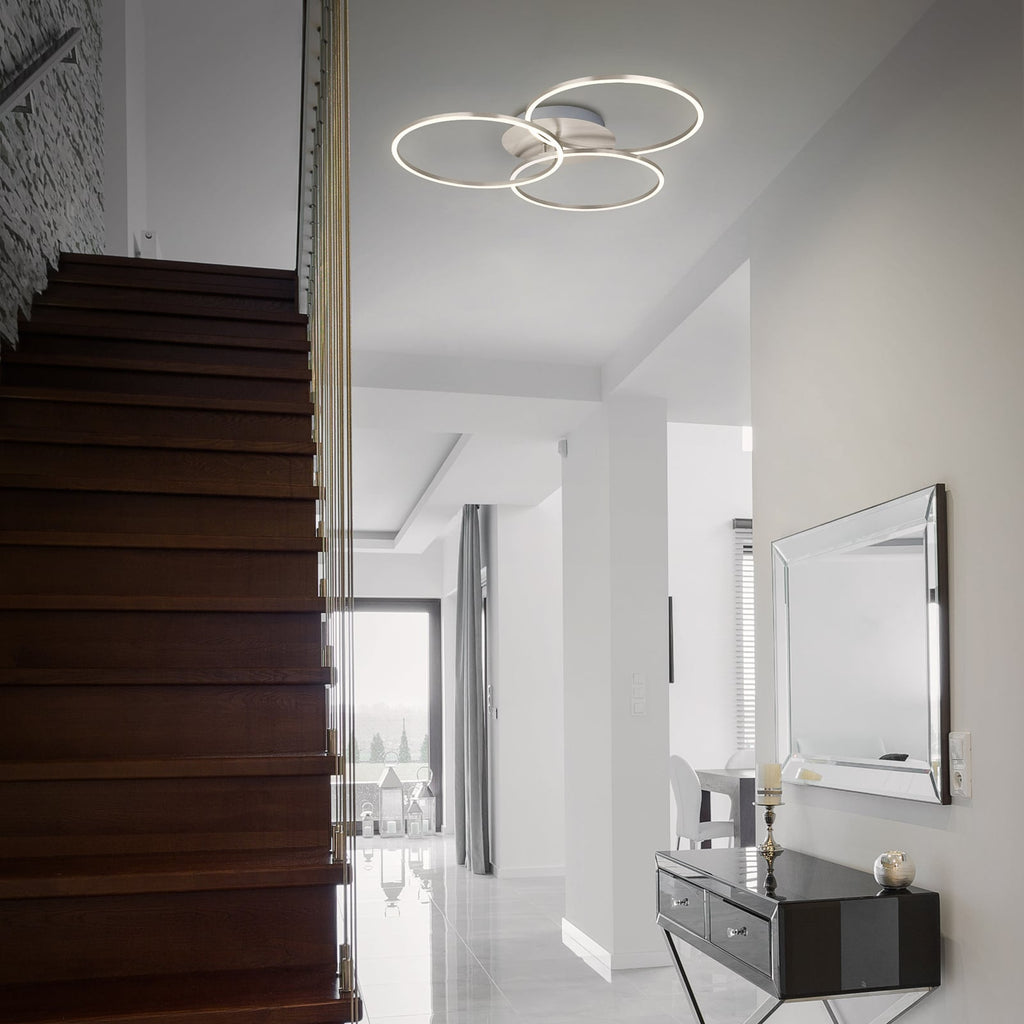 LED taklampe Frame Ring 3-lys matt nikkel bakside