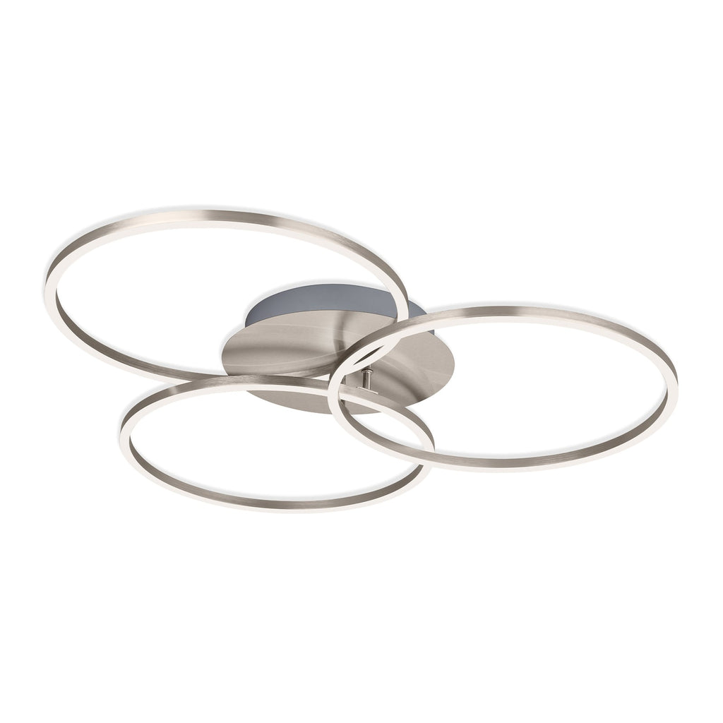 LED taklampe Frame Ring 3-lys matt nikkel lys på vegg