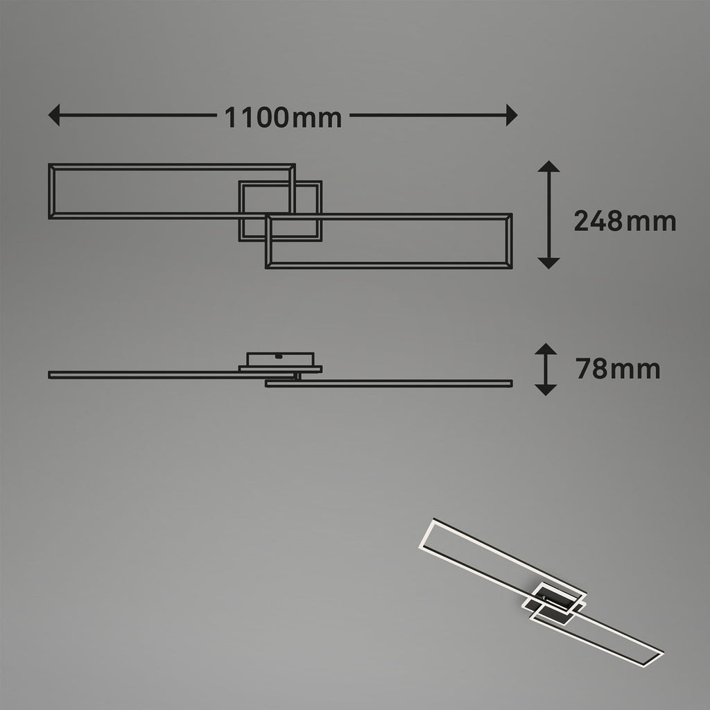 LED taklampe Frame S CCT dimbar 110x24,8 cm svart - Briloner bakside