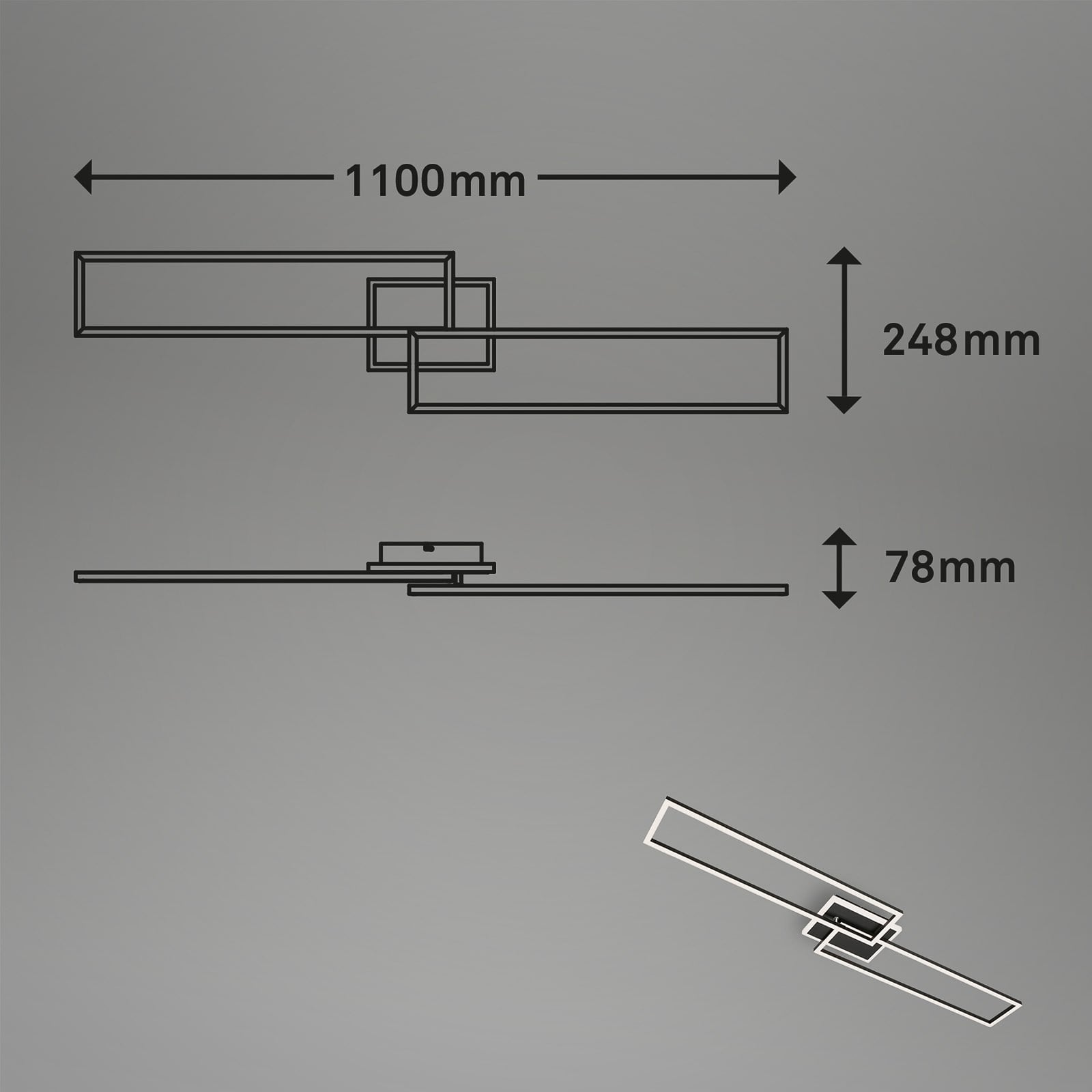 LED taklampe Frame S CCT dimbar 110x24,8 cm svart - Briloner bakside