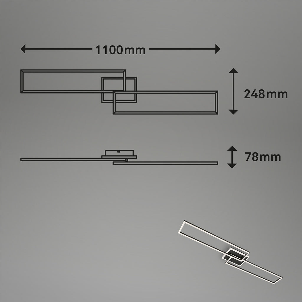 LED taklampe Frame S CCT dimbar 110x24,8 cm svart - Briloner bakside