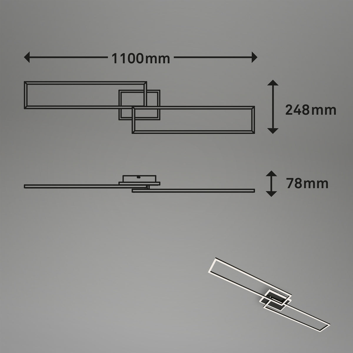 LED taklampe Frame S CCT dimbar 110x24,8 cm svart - Briloner bakside