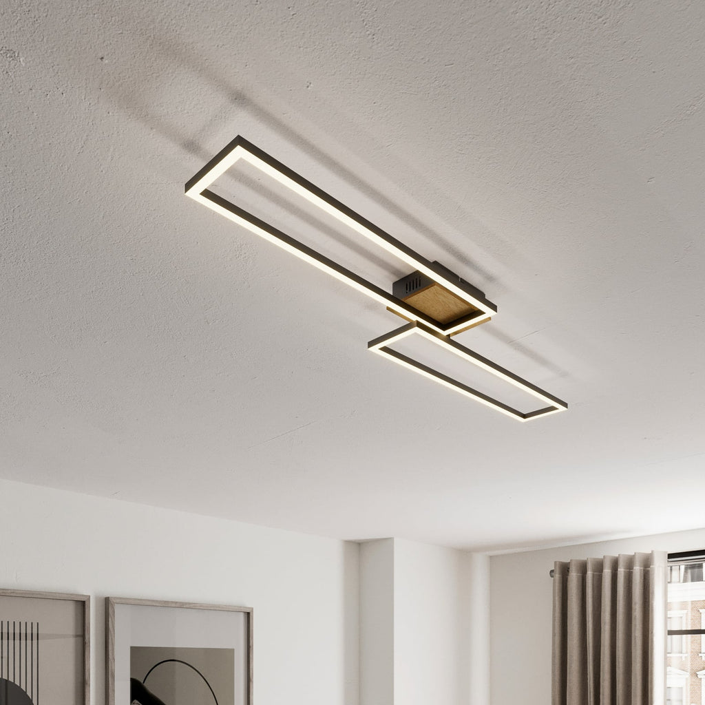 LED taklampe Frame tre/svart med fjernkontroll CCT 110 cm forfra