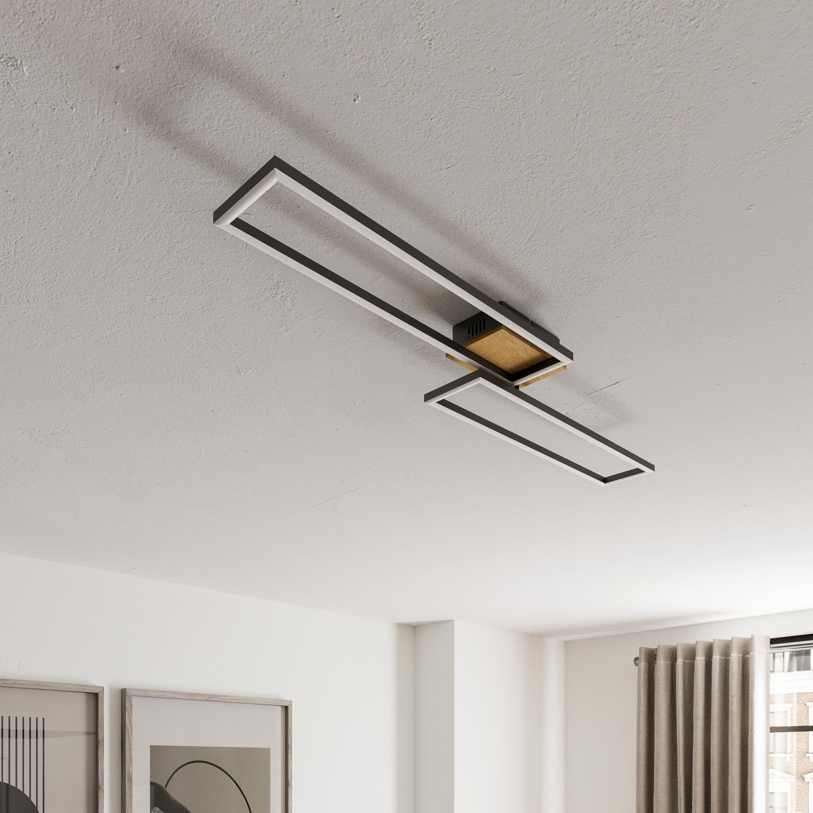 LED taklampe Frame tre/svart med fjernkontroll CCT 110 cm bakside
