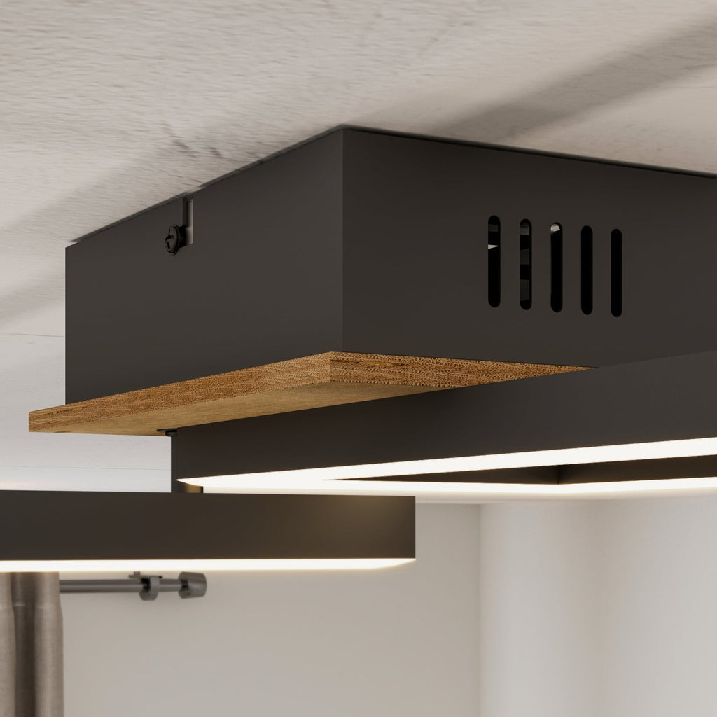 LED taklampe Frame tre/svart med fjernkontroll CCT 110 cm side