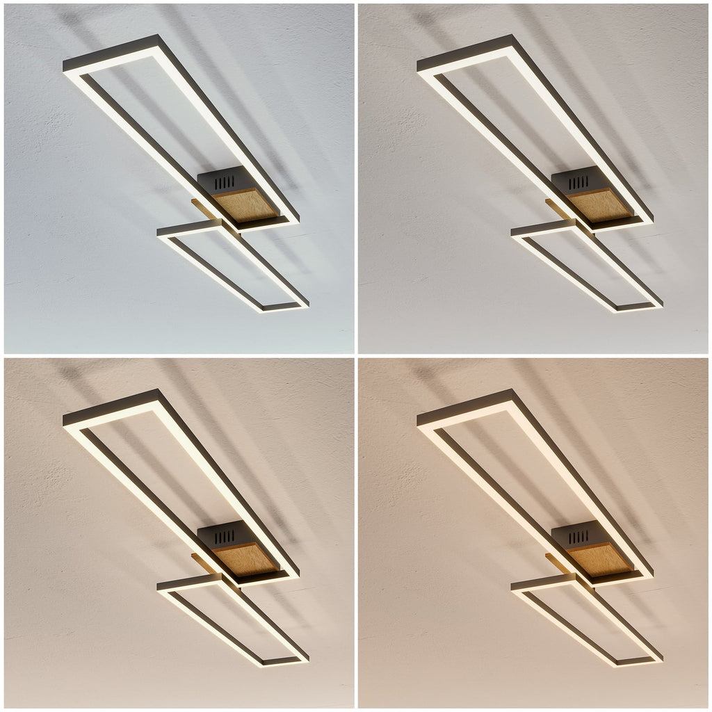 LED taklampe Frame tre/svart med fjernkontroll CCT 110 cm med fjernkontroll
