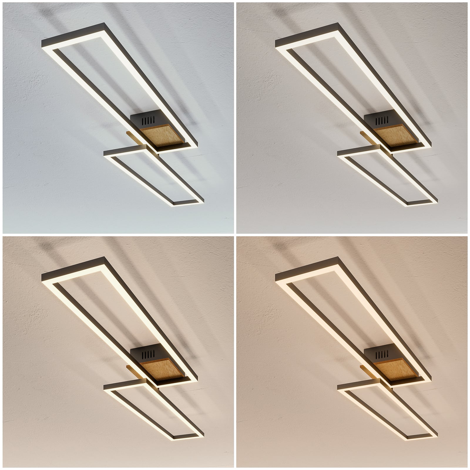 LED taklampe Frame tre/svart med fjernkontroll CCT 110 cm med fjernkontroll