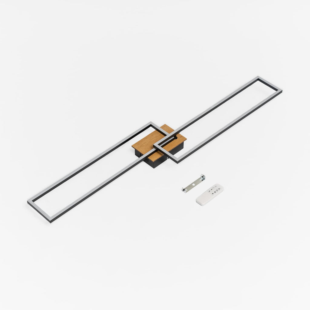 LED taklampe Frame tre/svart med fjernkontroll CCT 110 cm lys i bruk