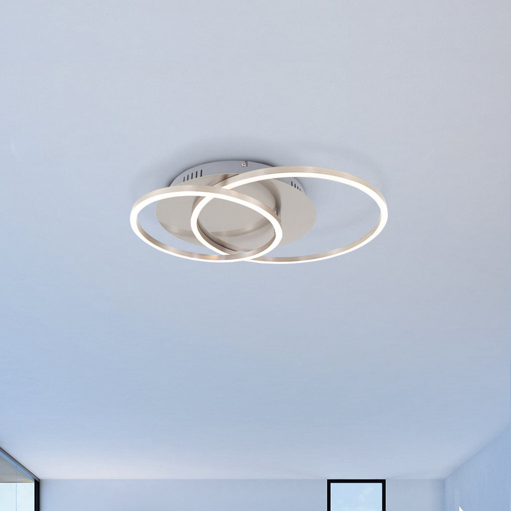 LED taklampe Frames to ringer dimbar matt nikkel foran