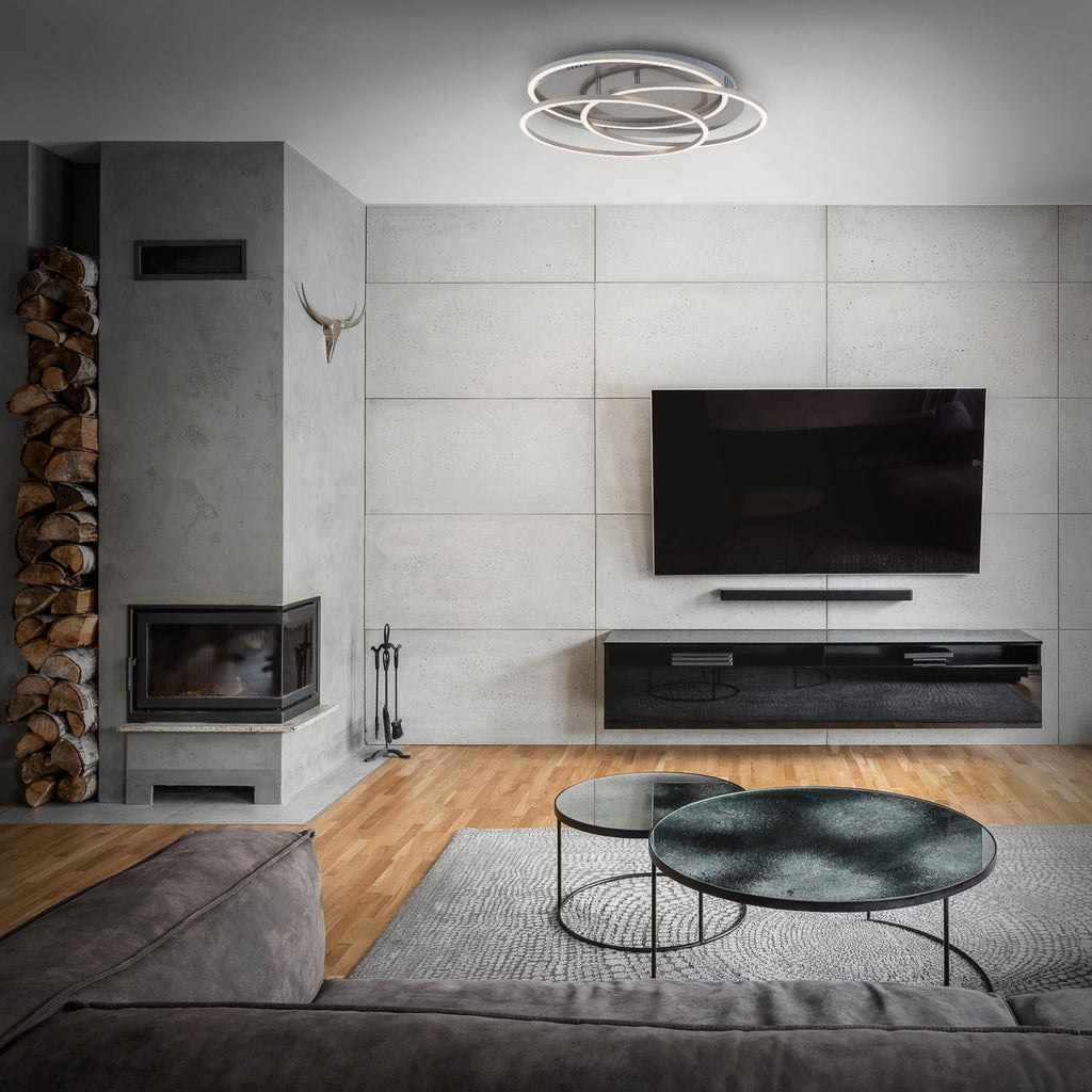 LED taklampe Frames tre ringer dimbar med lys på