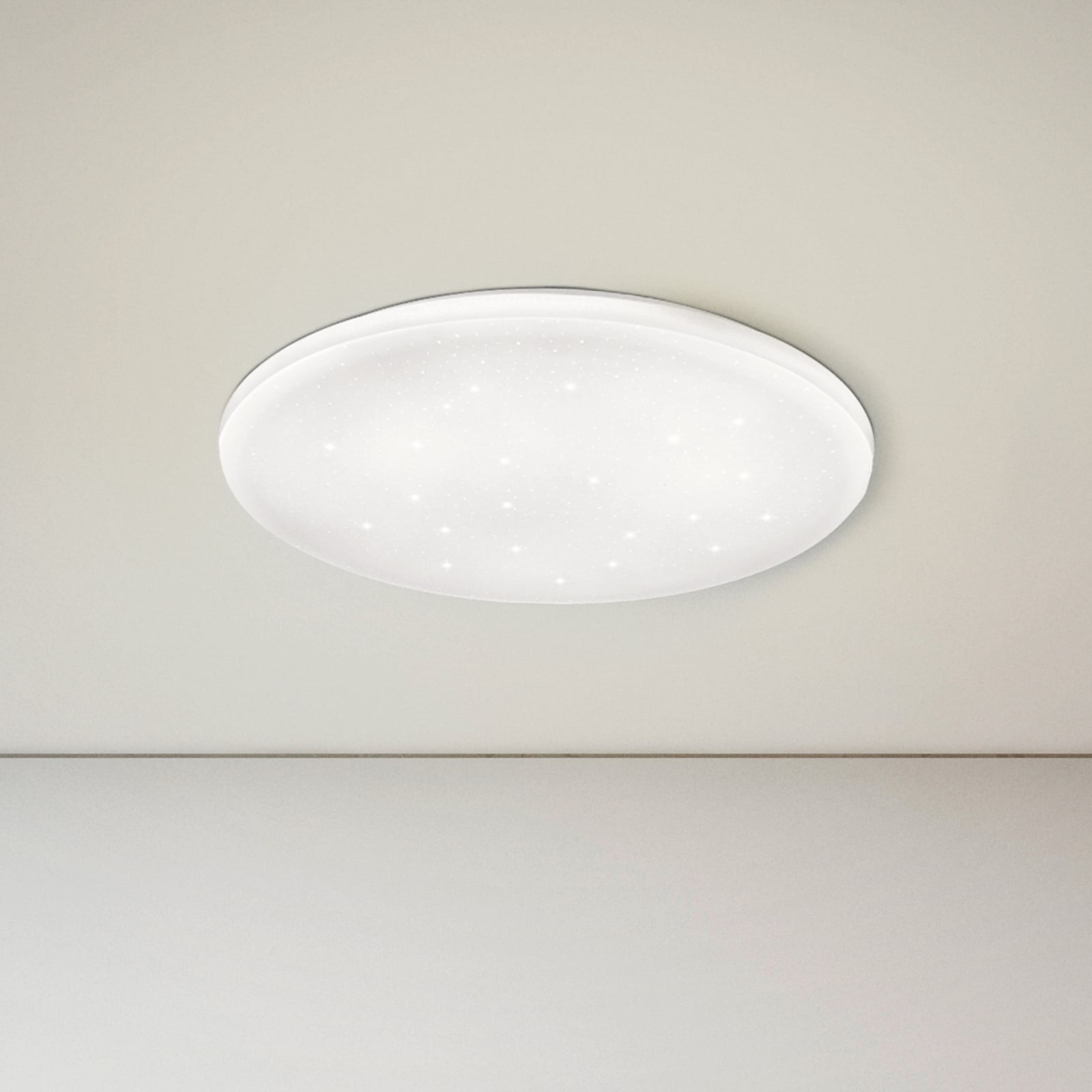 LED taklampe Frania-S med krystalleffekt Ø33 cm hvit forfra