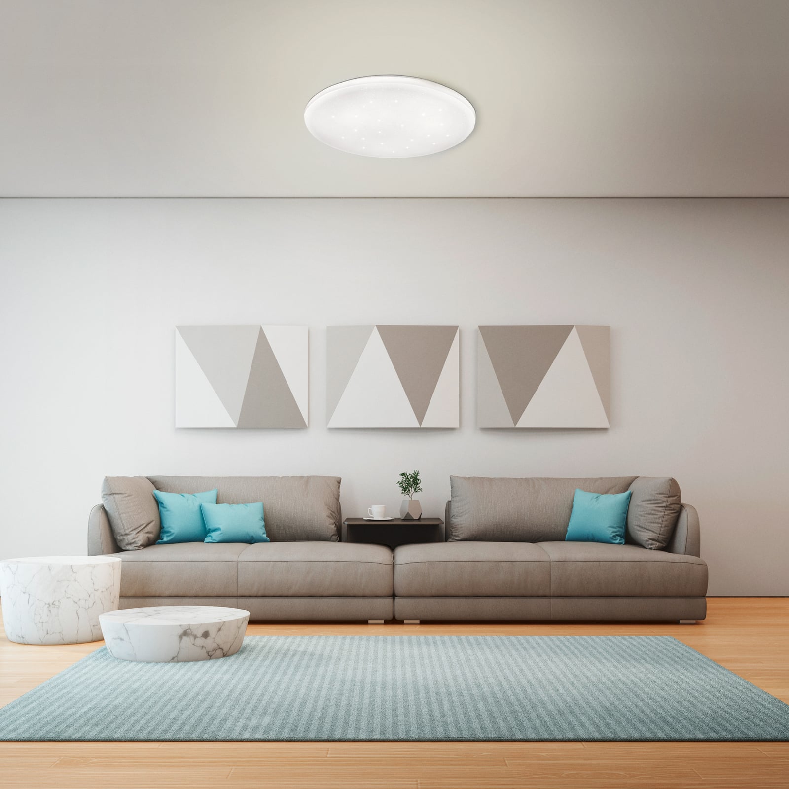 LED taklampe Frania-S med krystalleffekt Ø33 cm hvit bakside