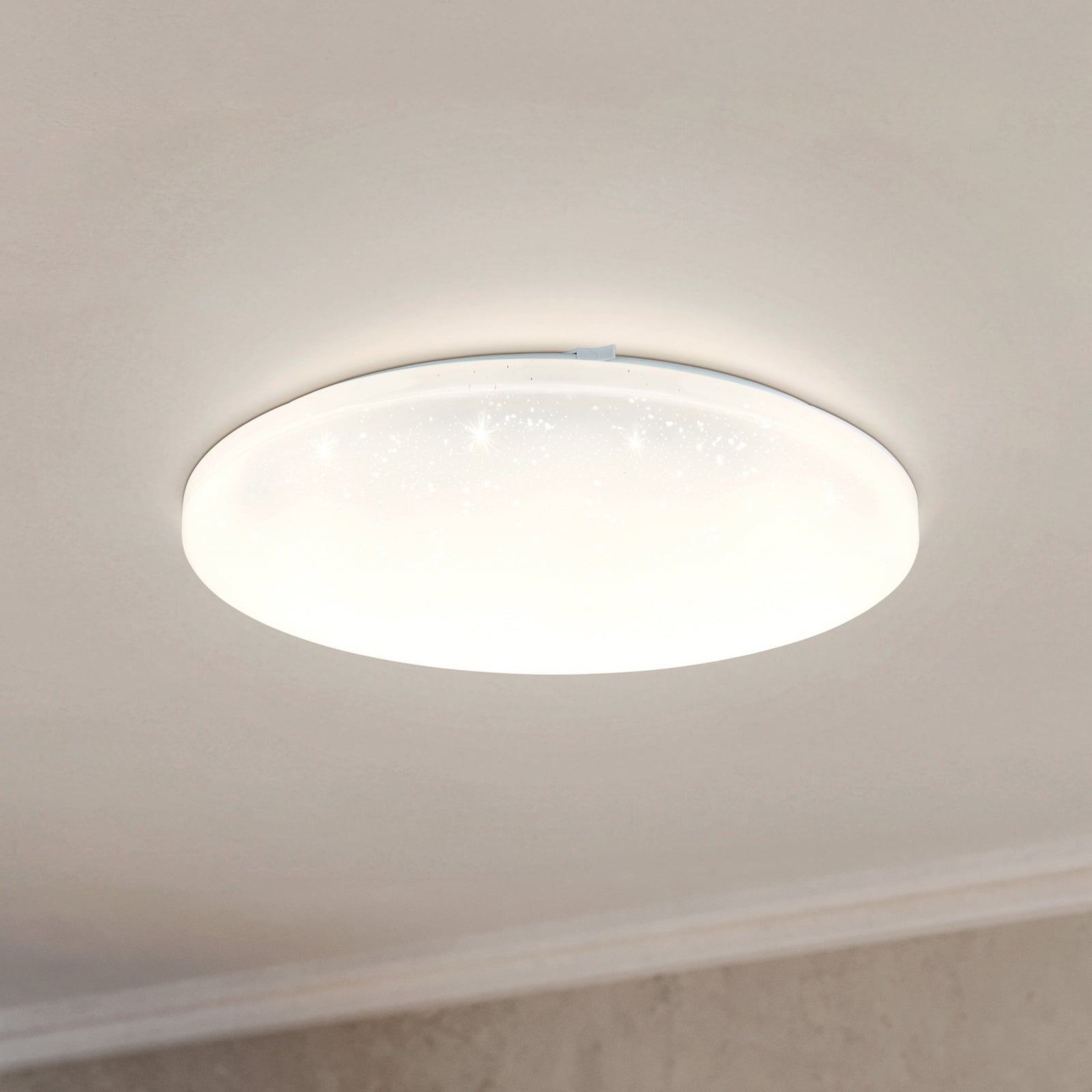 LED taklampe Frania-S med kristalleffekt hvit Ø43 cm forfra