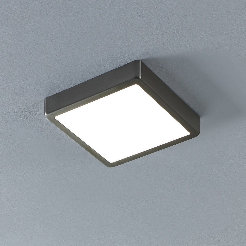 LED taklampe Fueva-Z smart Zigbee matt nikkel forfra