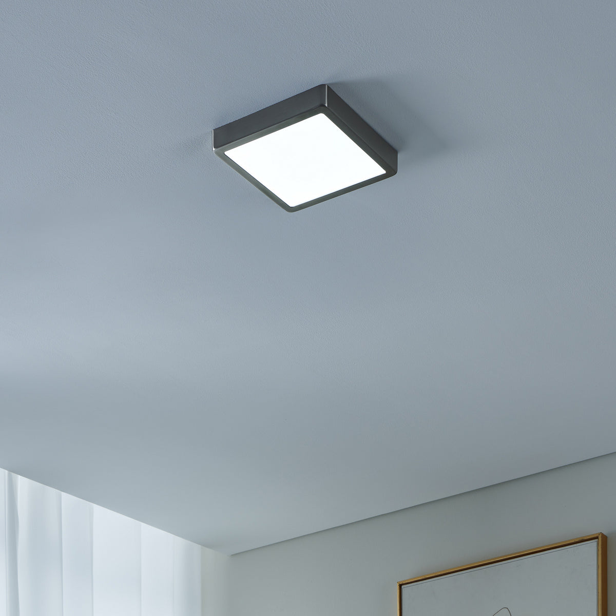 LED taklampe Fueva-Z smart Zigbee matt nikkel installasjon