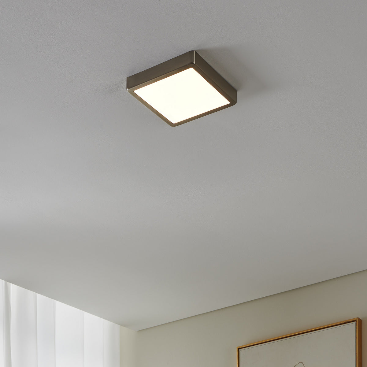 LED taklampe Fueva-Z smart Zigbee matt nikkel montert i tak