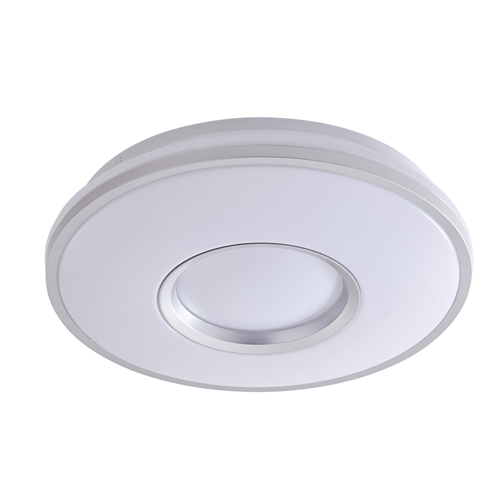 LED taklampe Furgo sølv/hvit plast detalj av sølvringer