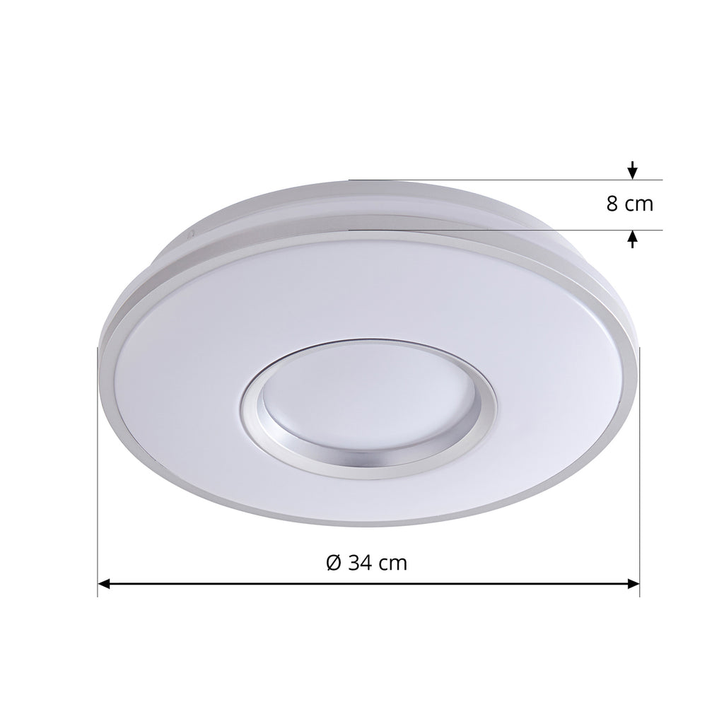 LED taklampe Furgo sølv/hvit plast montert i rom