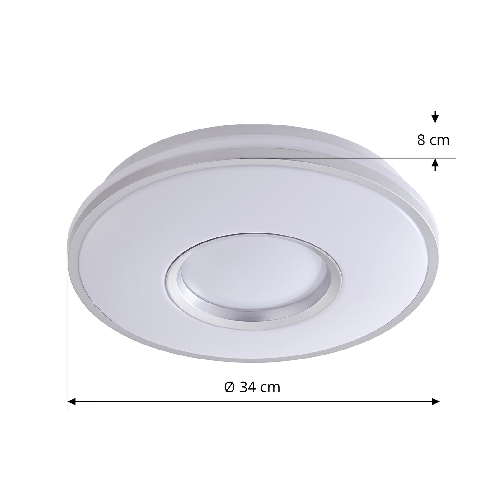 LED taklampe Furgo sølv/hvit plast montert i rom