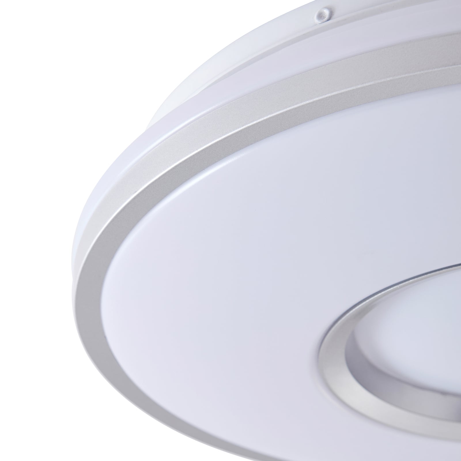 LED taklampe Furgo sølv/hvit plast nærbilde av diffusor