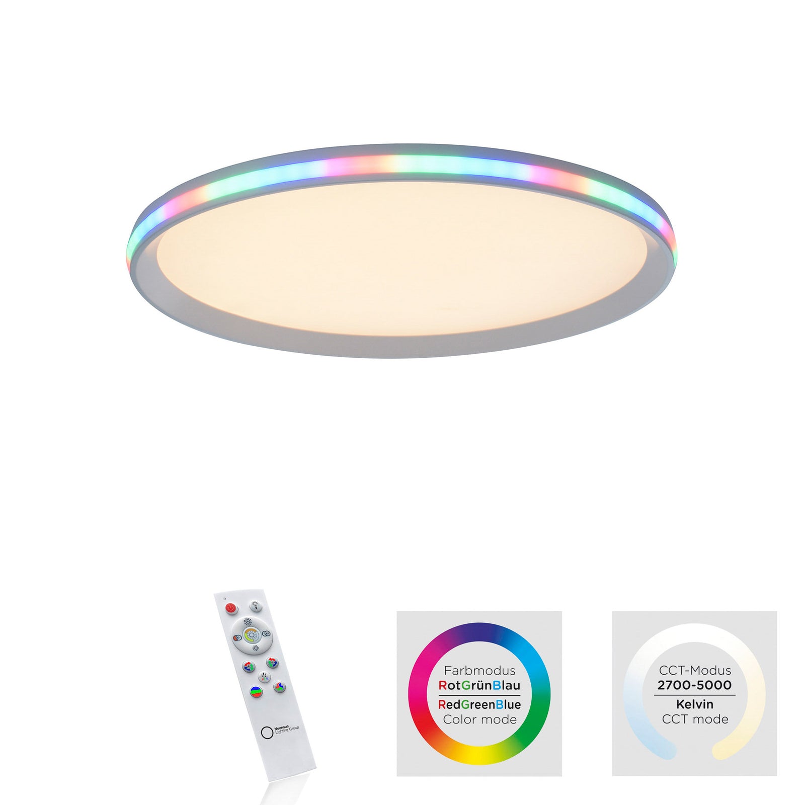 LED taklampe Galactica RGB/CCT dimbar Ø45 cm med fjernkontroll LED-ring