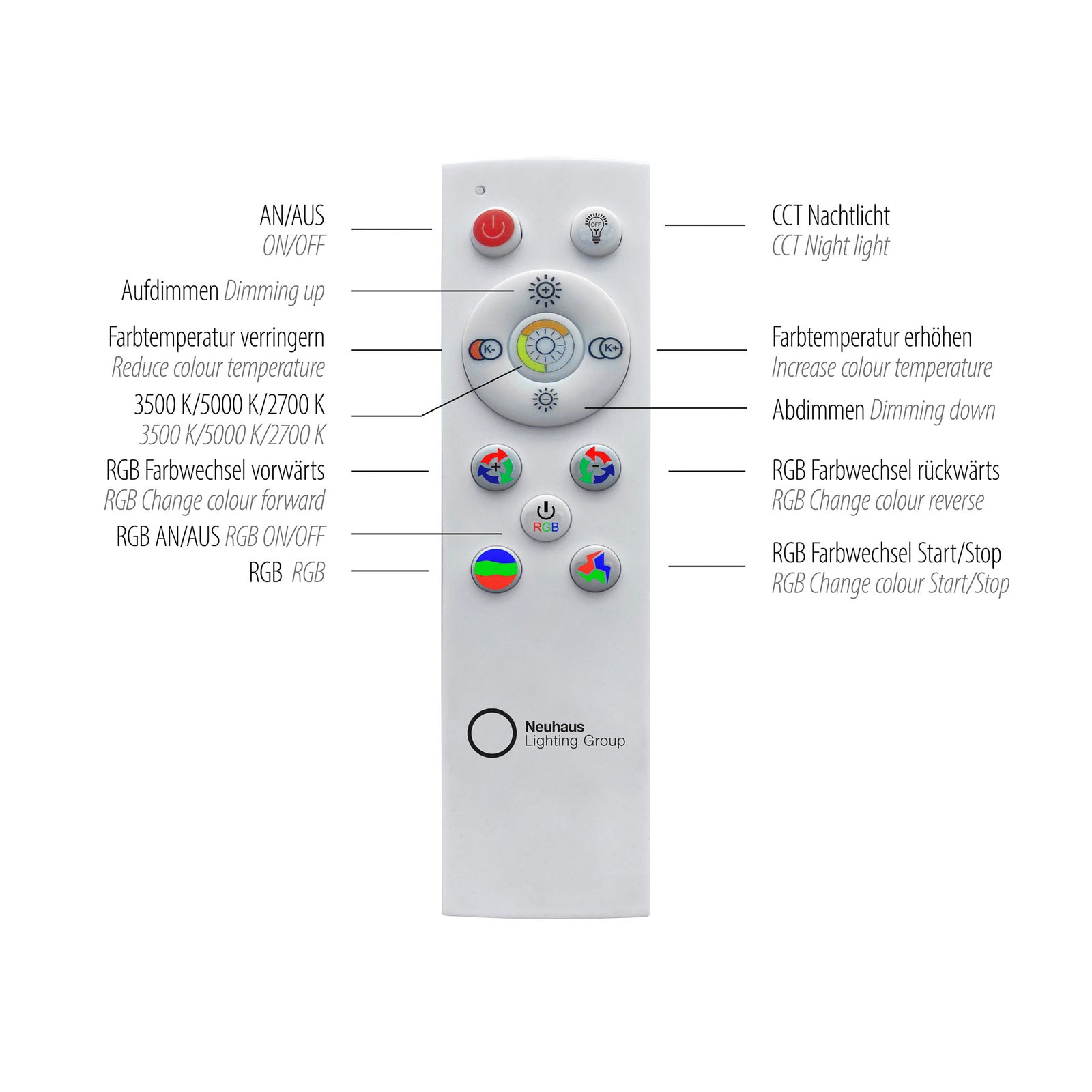 LED taklampe Galactica RGB/CCT dimbar Ø45 cm med fjernkontroll i hvit utførelse