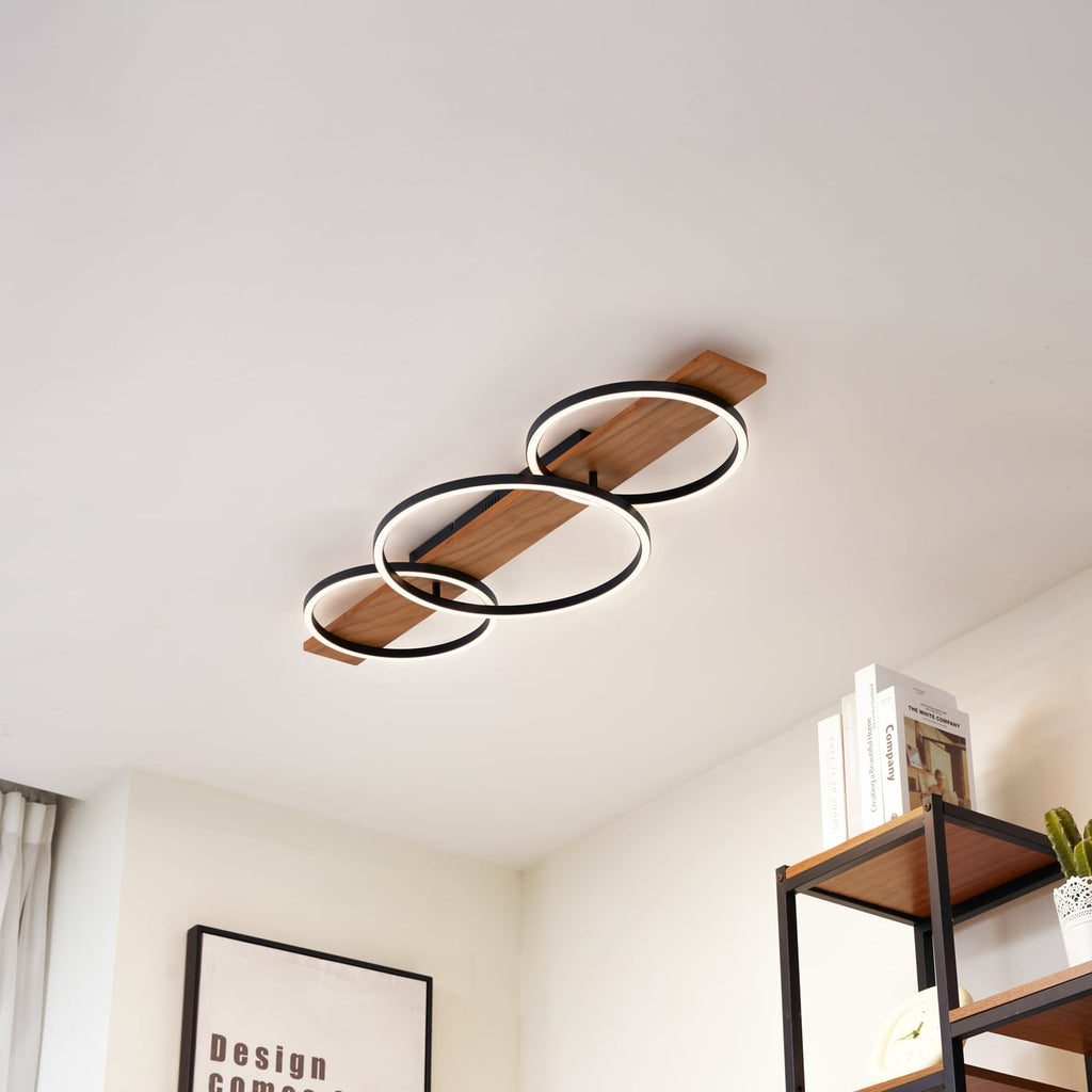 LED taklampe Galad 3-lys tre/hvit dimbar 98 cm bakside
