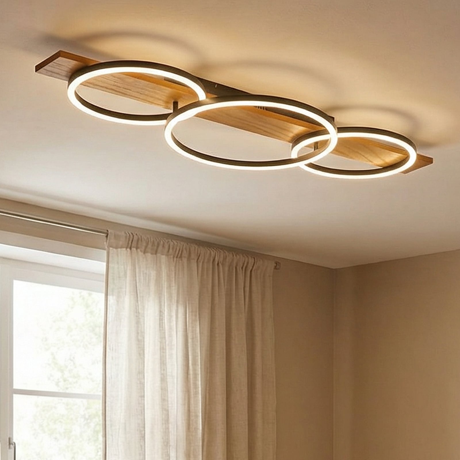 LED taklampe Galad 3-lys tre/hvit dimbar 98 cm med varmt lys
