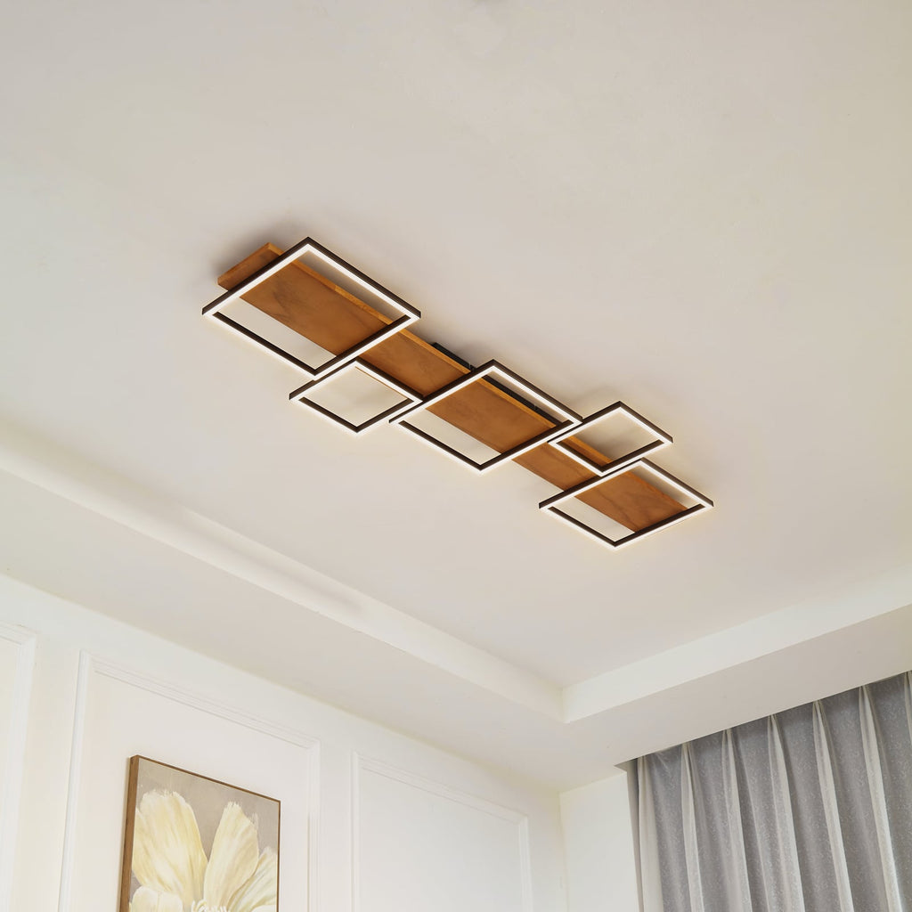 LED taklampe Galad 5-lys tre og hvit dimbar 140 cm bakside