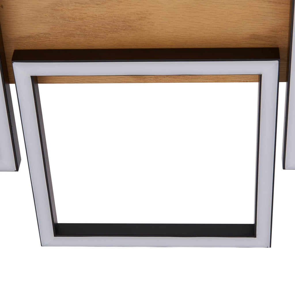 LED taklampe Galad 5-lys tre og hvit dimbar 140 cm dimmerbryter vegg