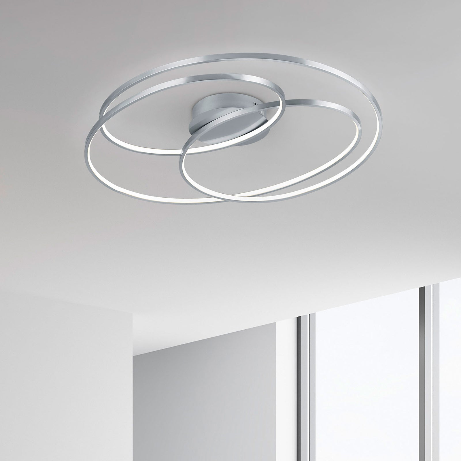 LED taklampe Gale dimbar matt nikkel 80 cm 50W bakside