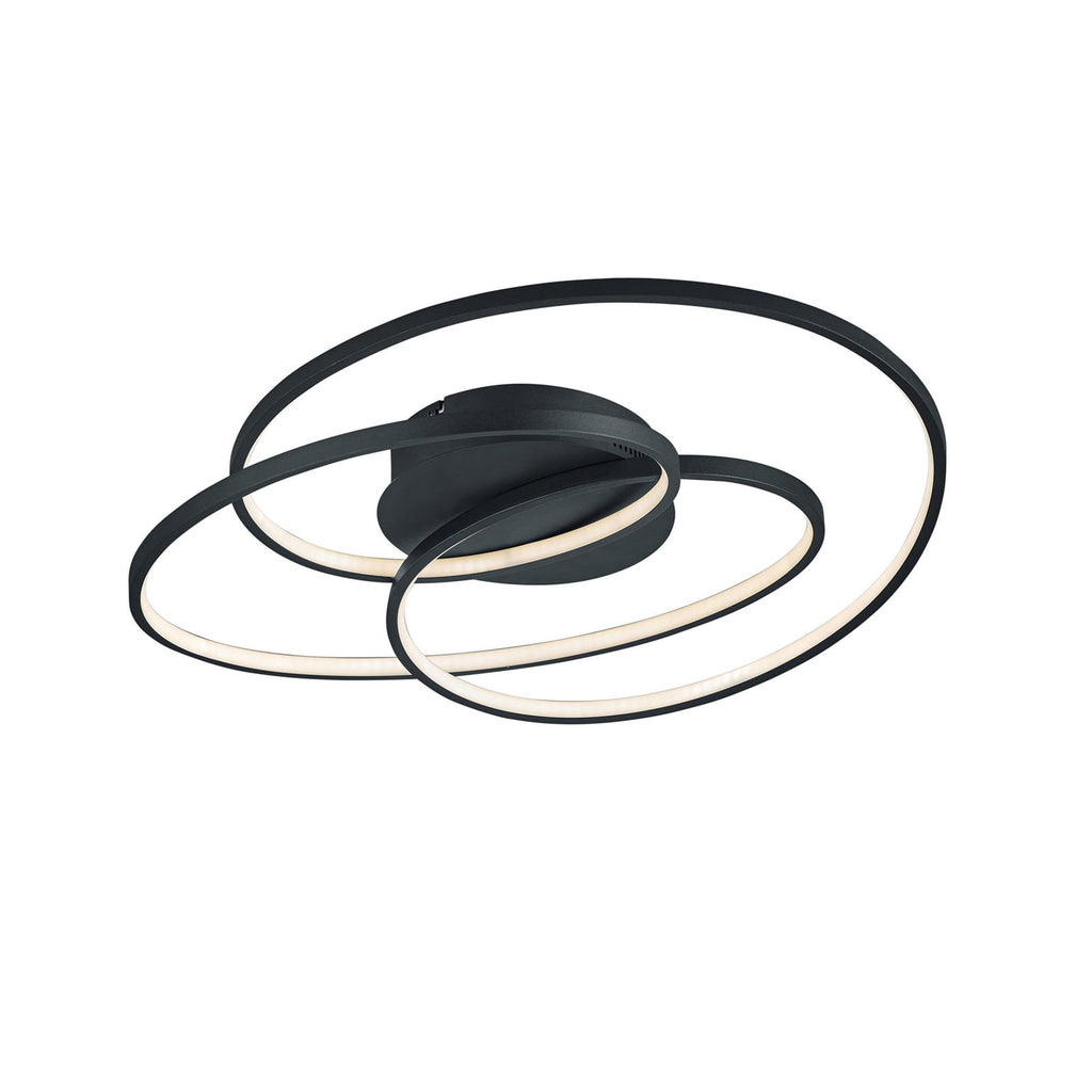 LED taklampe Gale spiralformet dimbar svart matt 60 cm forfra