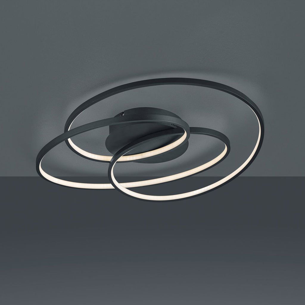 Detaljbilde av LED taklampe Gale spiralformet dimbar svart matt 60 cm