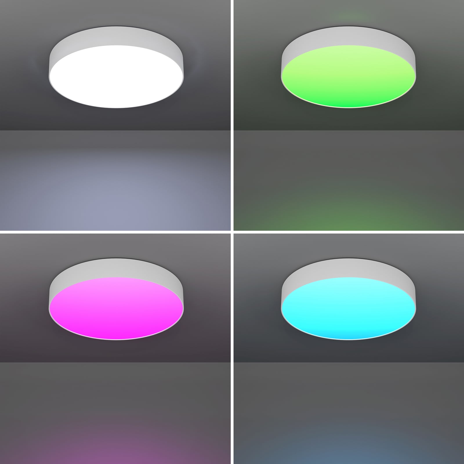 Nærbilde av LED-taklampe Gallizzi-Z dimbar RGB Zigbee hvit