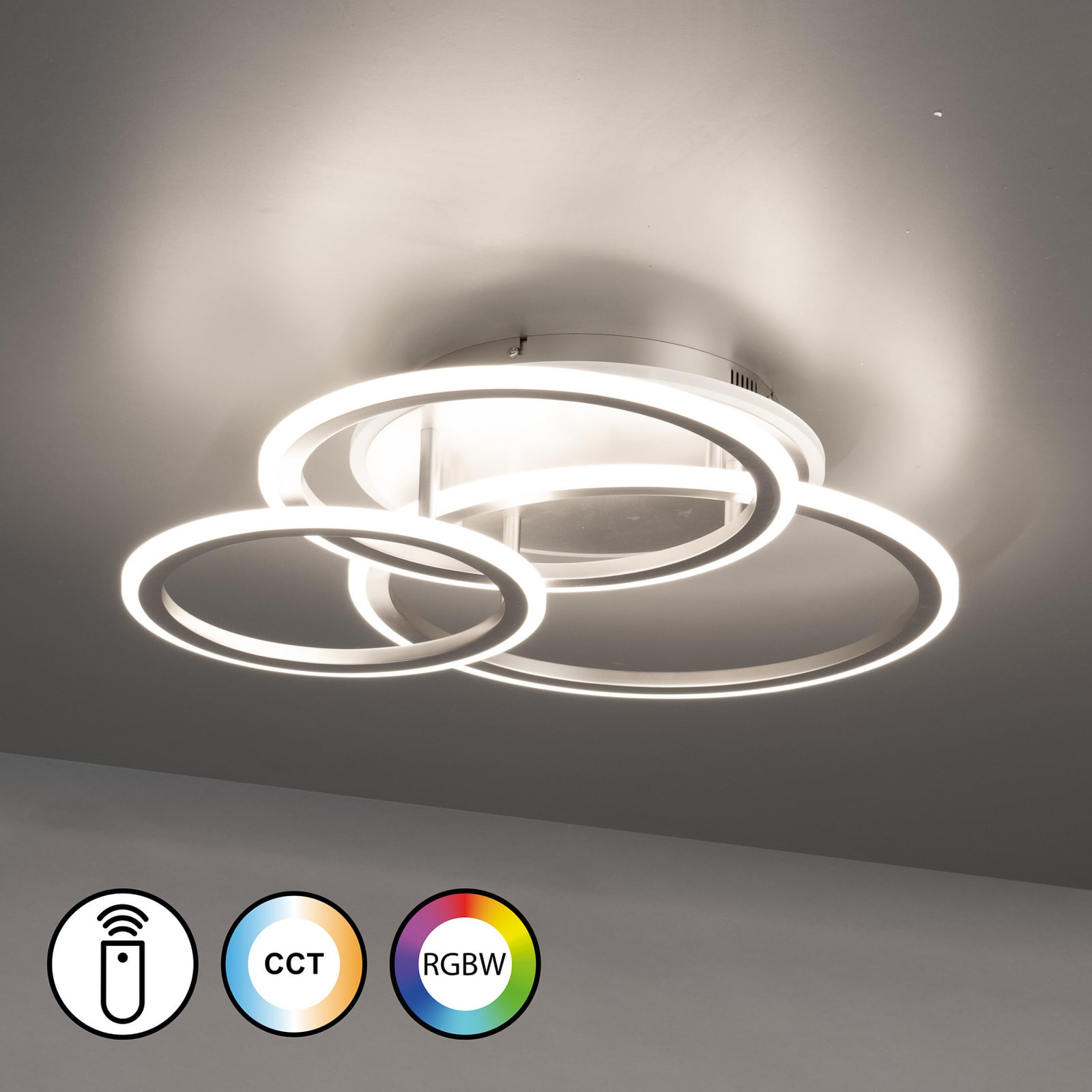 LED taklampe Gelder nikkel 60x51 cm RGB CCT fjernkontroll detalj