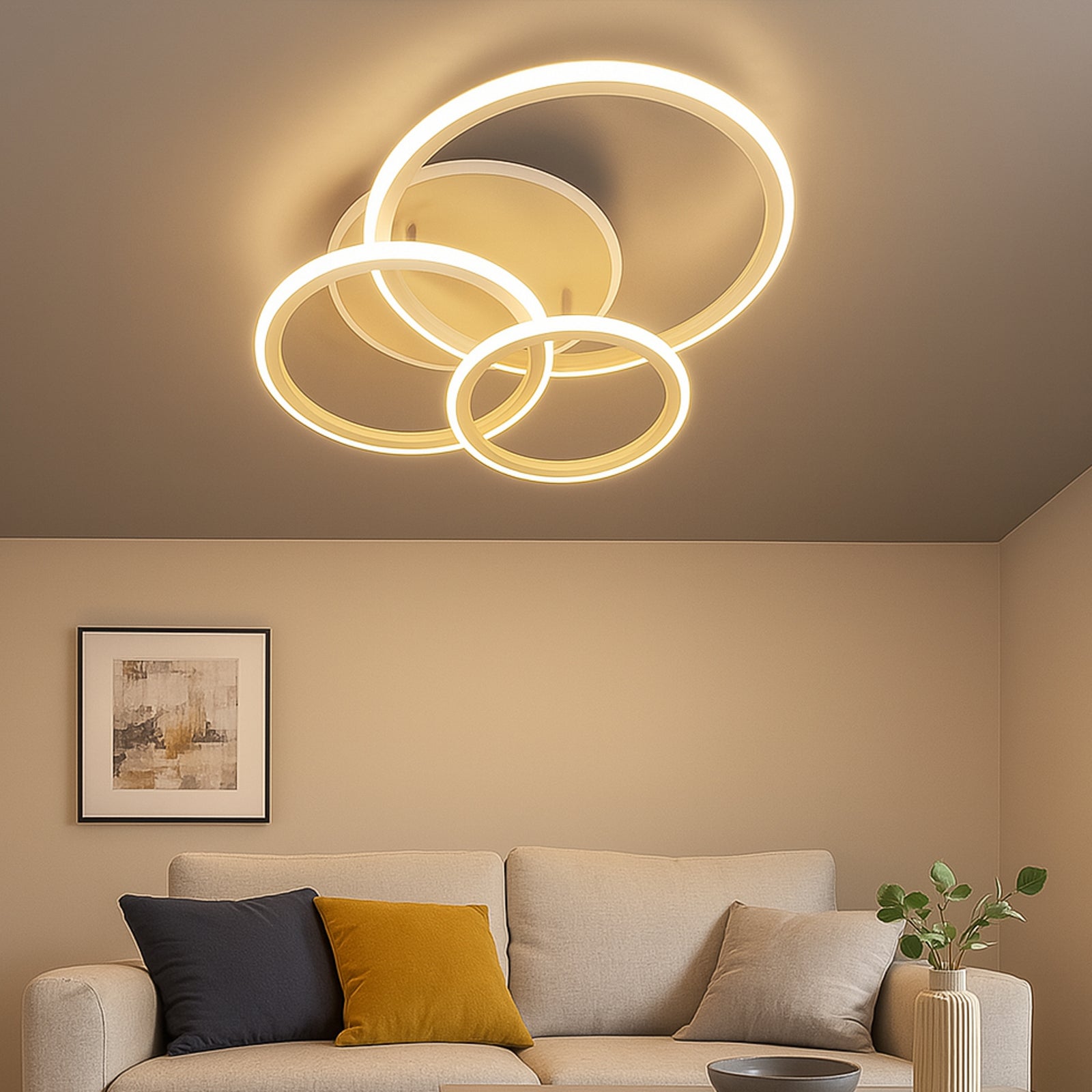 LED taklampe Gelder RGBW CCT dimbar beige 60 cm bakside