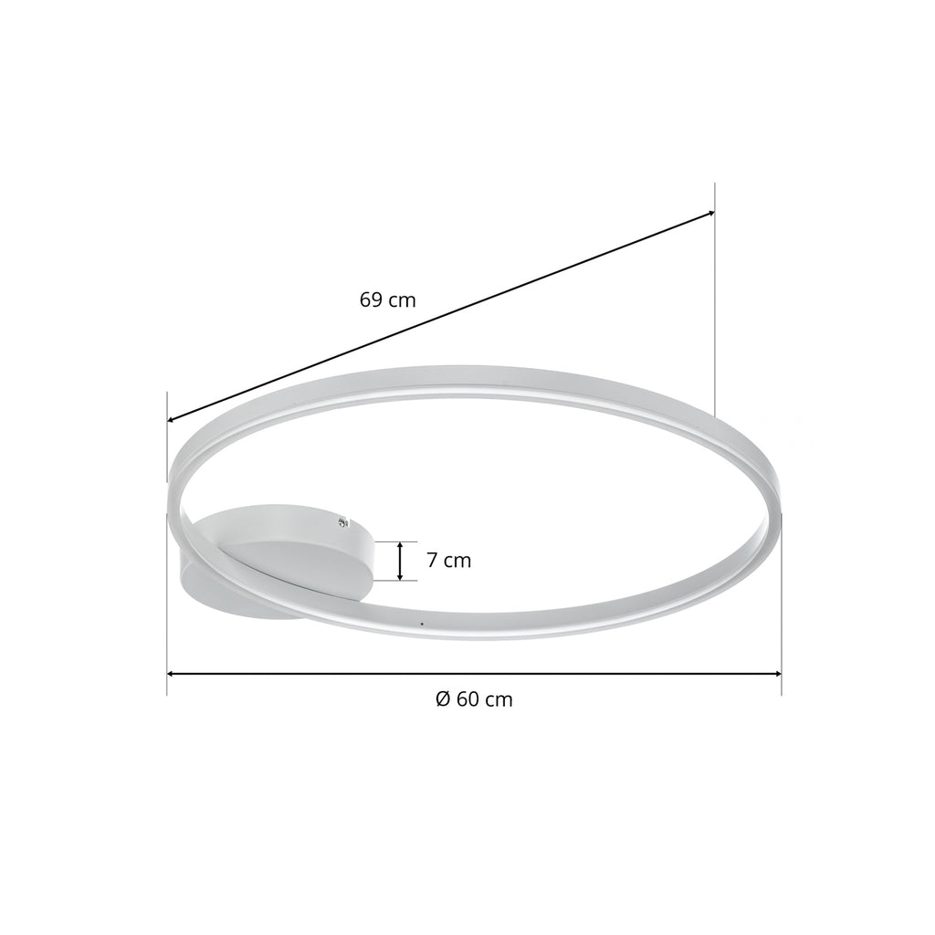Sideprofil av LED taklampe Giotto dimbar hvit Ø60 cm 36W varmhvit