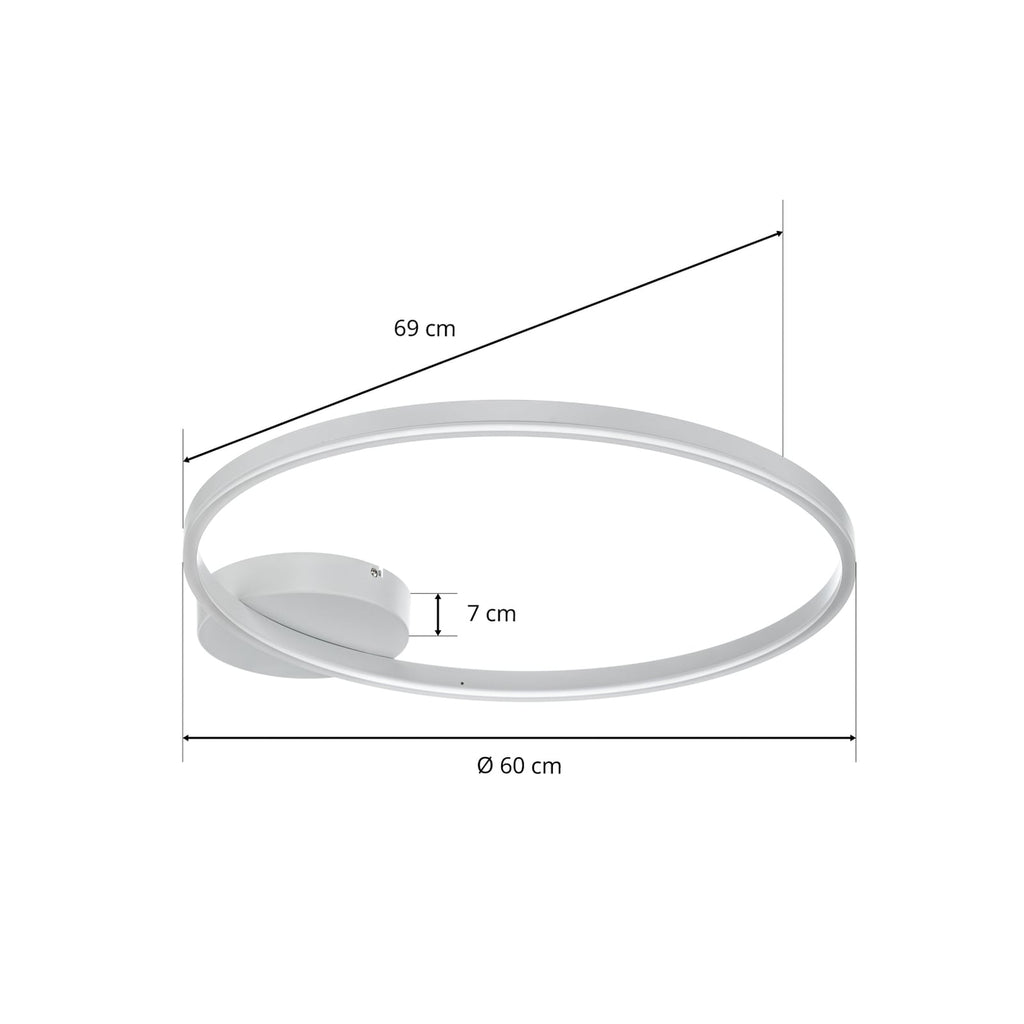 Sideprofil av LED taklampe Giotto dimbar hvit Ø60 cm 36W varmhvit