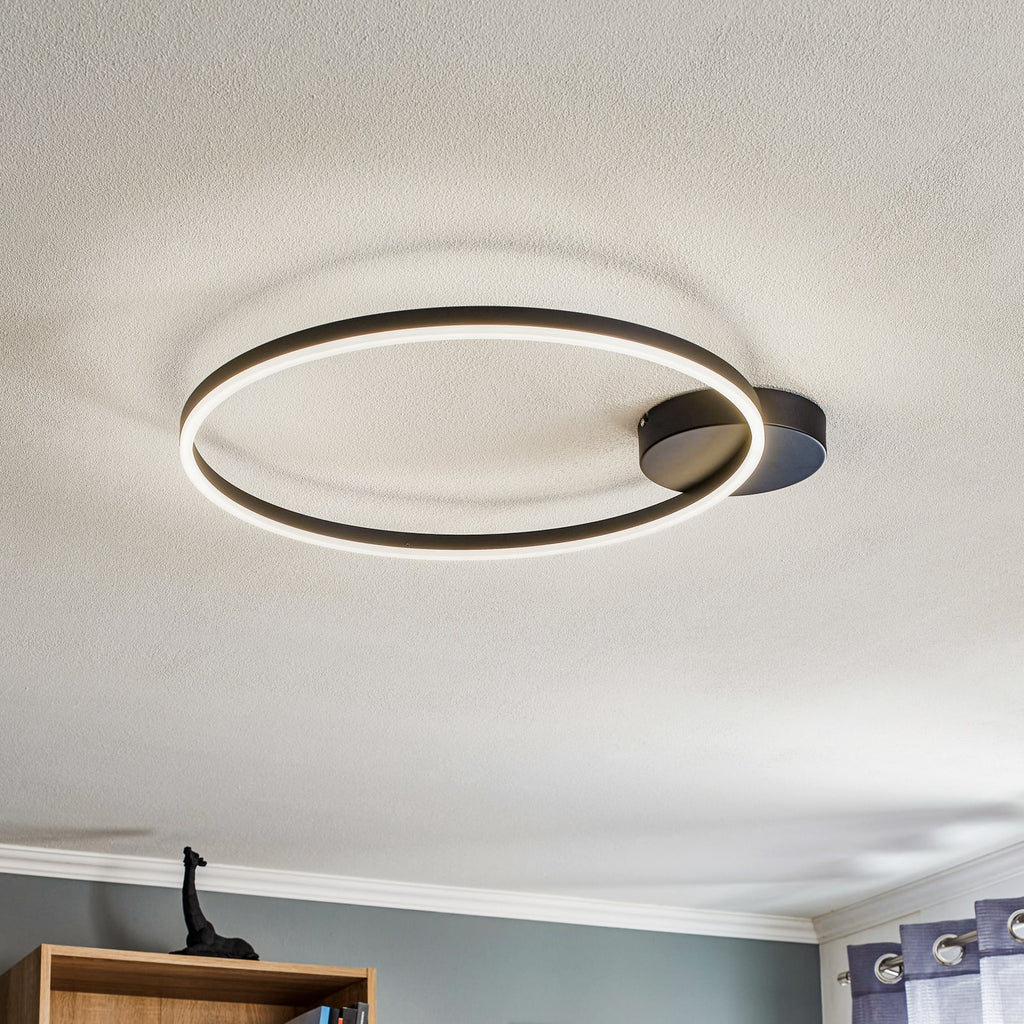 LED taklampe Giotto ringformet dimbar svart bakside